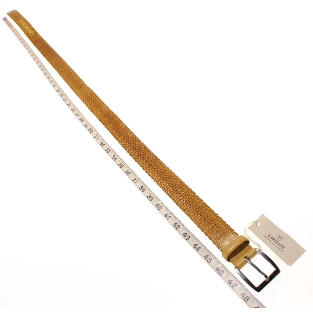 Garmany NWT Woven Belt Size 105 (US 40) in Yellow Leather Made in Italy